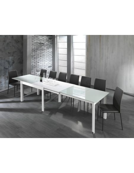 Tavolo allungabile moderno in vetro e metallo Bigisio