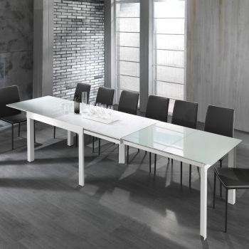Tavolo allungabile moderno in vetro e metallo Bigisio 2