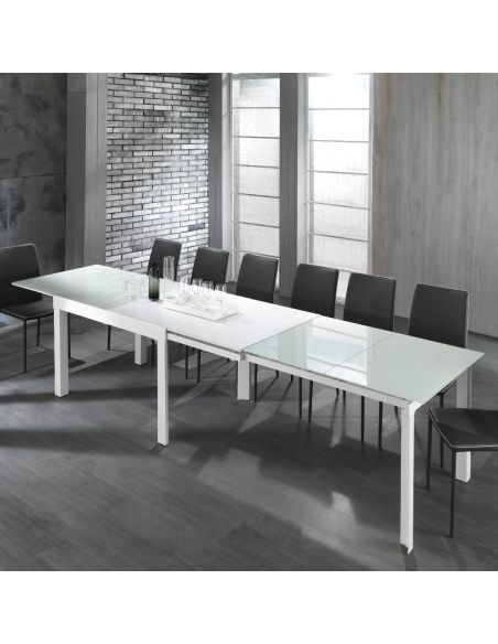Tavolo allungabile moderno in vetro e metallo Bigisio