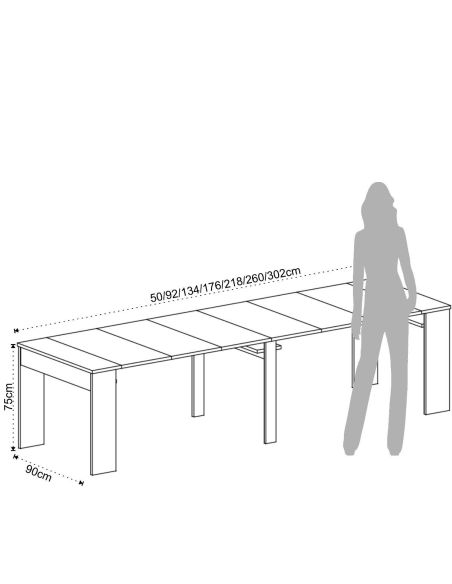 Tavolo consolle allungabile fino a 306 cm Zulc White Tavolo consolle allungabile fino a 306 cm Zulc White
