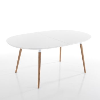 Tavolo allungabile legno mdf bianco e massello rovere Angoon 2
