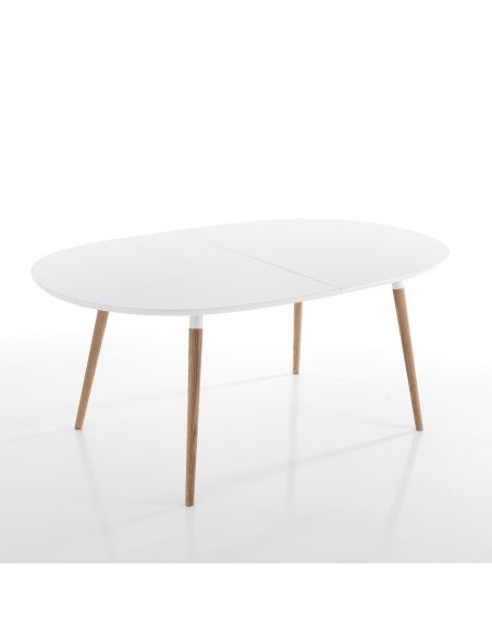Tavolo allungabile legno mdf bianco e massello rovere Angoon
