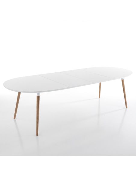 Tavolo allungabile legno mdf bianco e massello rovere Angoon
