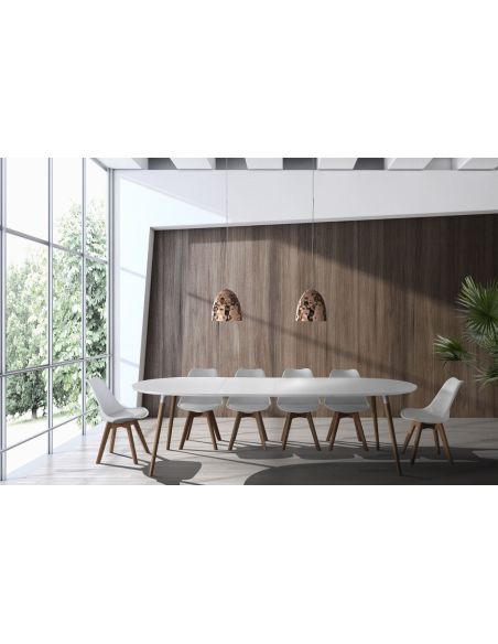 Tavolo allungabile legno mdf bianco e massello rovere Angoon