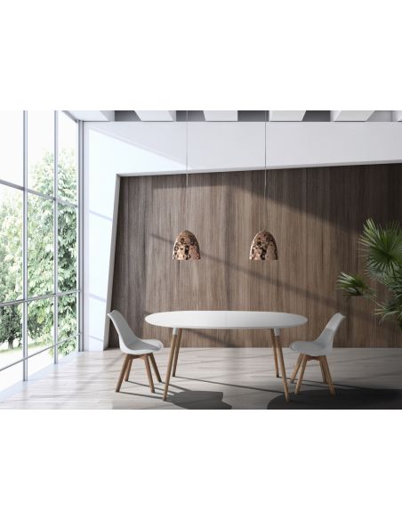 Tavolo allungabile legno mdf bianco e massello rovere Angoon