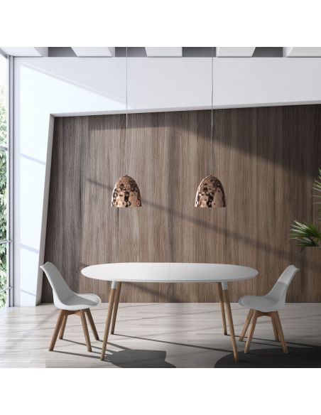 Tavolo allungabile legno mdf bianco e massello rovere Angoon