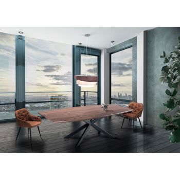 Tavolo design allungabile da 160 a 210 cm in legno e metallo Salmour 2