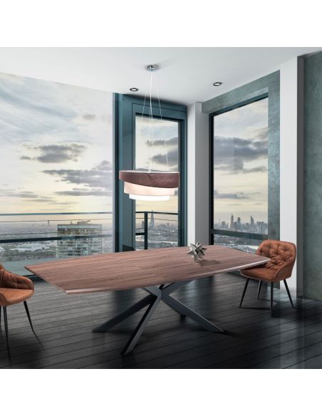 Tavolo design allungabile da 160 a 210 cm in legno e metallo Salmour Tavolo design allungabile da 160 a 210 cm in legno e metallo Salmour