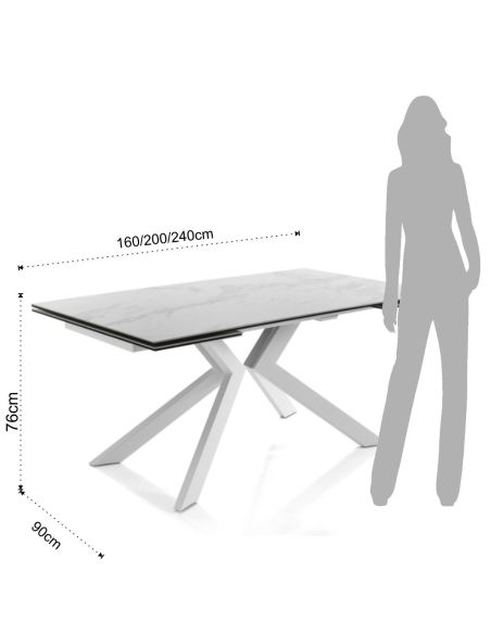 Tavolo da pranzo in vetroceramica allungabile 160/200/240 Iezer