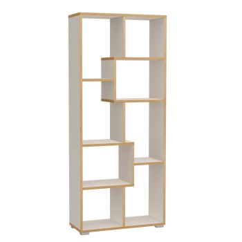 Libreria design moderno in legno bianco e rovere per casa o ufficio Olyak 2