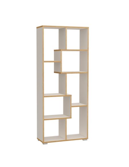 Libreria design moderno in legno bianco e rovere per casa o ufficio Olyak
