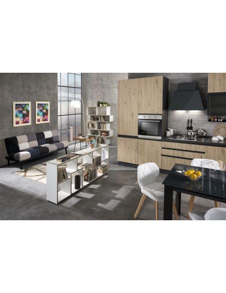 Libreria design moderno in legno bianco e rovere per casa o ufficio Olyak