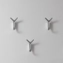 Set 4 ganci appendiabito da parete in alluminio lucido Ellis