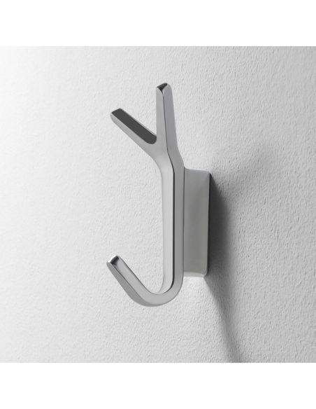 Set 4 ganci appendiabito da parete in alluminio lucido Ellis