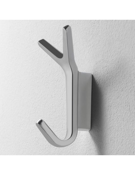 Set 4 ganci appendiabito da parete in alluminio lucido Ellis