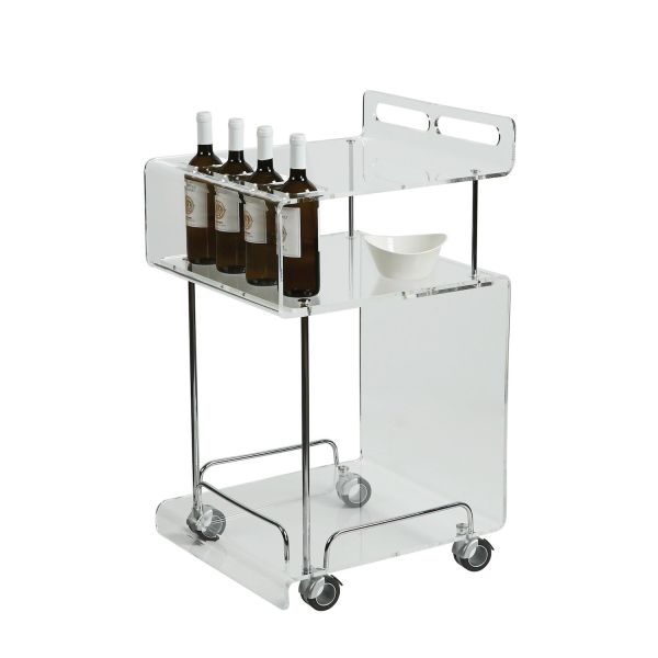 Carrello portavivande da cucina in plexiglass trasparente satinato o nero Ondina