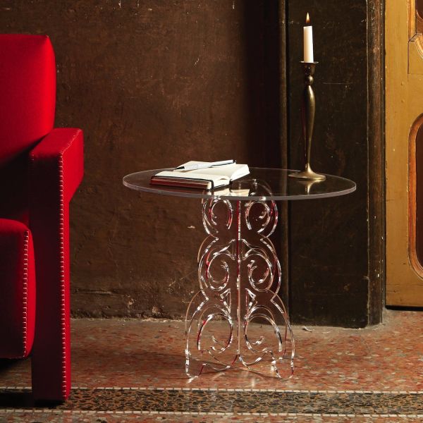 Tavolino salotto moderno in plexiglass trasparente Baricco