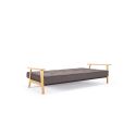 Divano letto con braccioli in legno e materasso a molle SplitBack Frej - 216 Flashtex Dark Grey