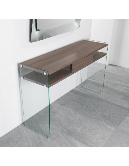 Consolle da ingresso in legno e vetro design moderno Jenny Consolle da ingresso in legno e vetro design moderno Jenny