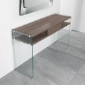 Consolle da ingresso in legno e vetro design moderno Jenny