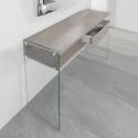 Consolle da ingresso in legno e vetro design moderno Jenny