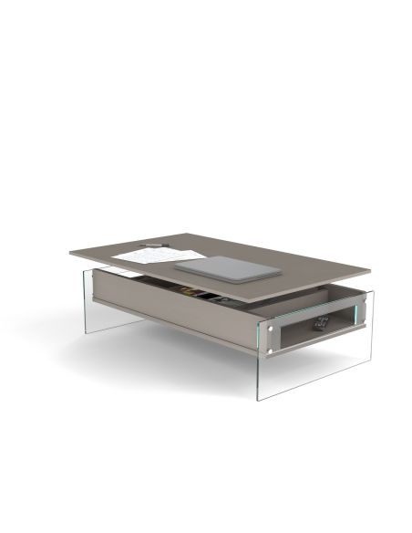 Tavolino da salotto con contenitore e piano alzabile Miram