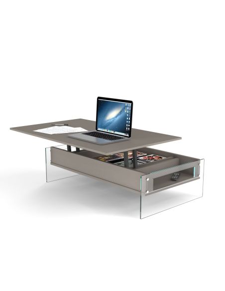 Tavolino da salotto con contenitore e piano alzabile Miram