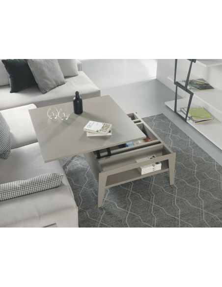 Tavolino da salotto con piano alzabile e contenitore Mintar