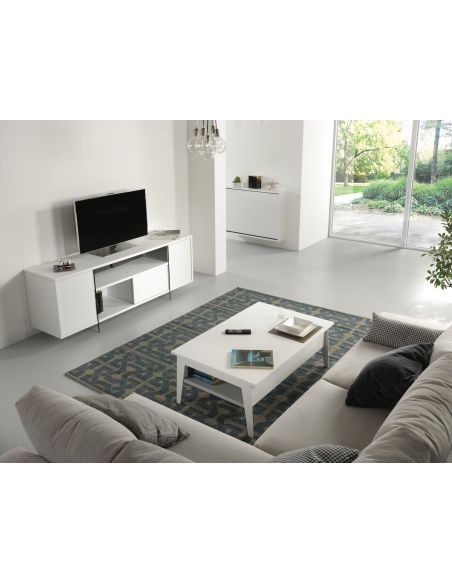 Tavolino da salotto con piano alzabile e contenitore Mintar