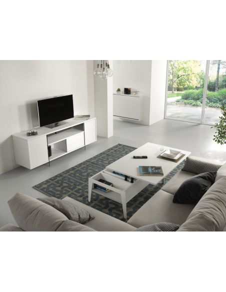 Tavolino da salotto con piano alzabile e contenitore Mintar