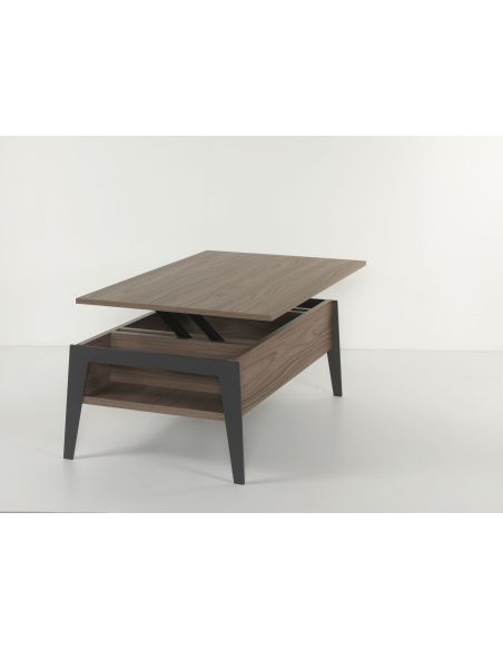 Tavolino da salotto con piano alzabile e contenitore Mintar