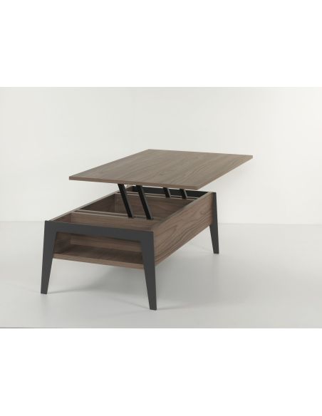 Tavolino da salotto con piano alzabile e contenitore Mintar