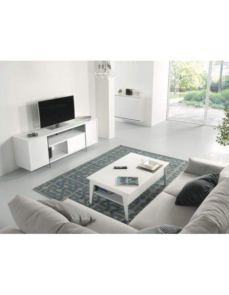 Tavolino da salotto con piano alzabile e contenitore Mintar