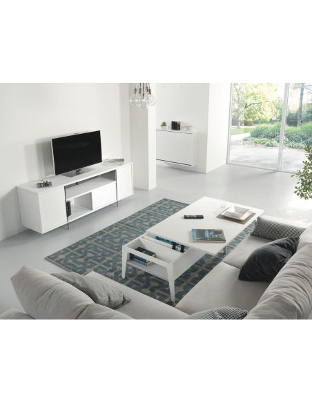 Tavolino da salotto con piano alzabile e contenitore Mintar