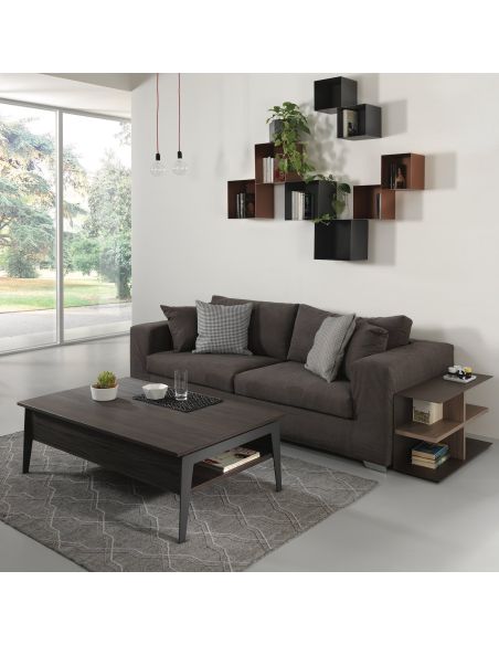 Tavolino da salotto con piano alzabile e contenitore Mintar