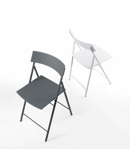 Set 6 sedie pieghevoli design moderno in acciaio e plastica Kurt Set 6 sedie pieghevoli design moderno in acciaio e plastica Kurt