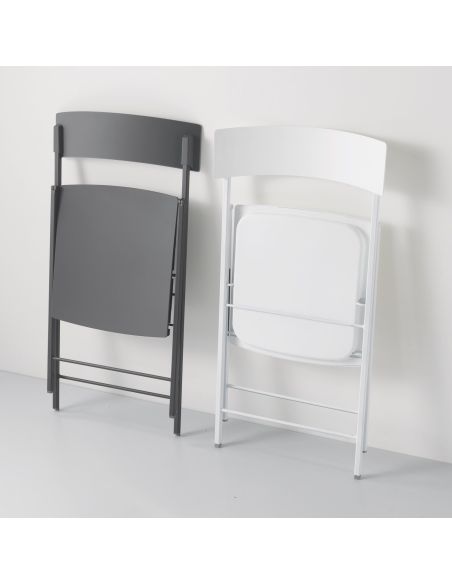 Set 6 sedie pieghevoli design moderno in acciaio e plastica Kurt Set 6 sedie pieghevoli design moderno in acciaio e plastica Kurt