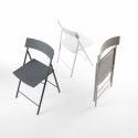 Set 6 sedie pieghevoli design moderno in acciaio e plastica Piper