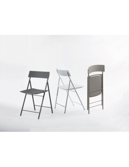 Set 6 sedie pieghevoli design moderno in acciaio e plastica Kurt Set 6 sedie pieghevoli design moderno in acciaio e plastica Kurt