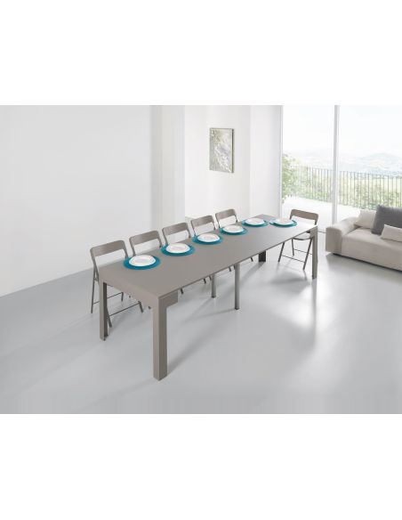 Tavolo consolle allungabile in acciaio e laminato Dutton Tavolo consolle allungabile in acciaio e laminato Dutton