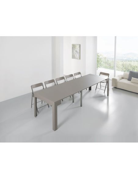 Tavolo consolle allungabile in acciaio e laminato Dutton Tavolo consolle allungabile in acciaio e laminato Dutton