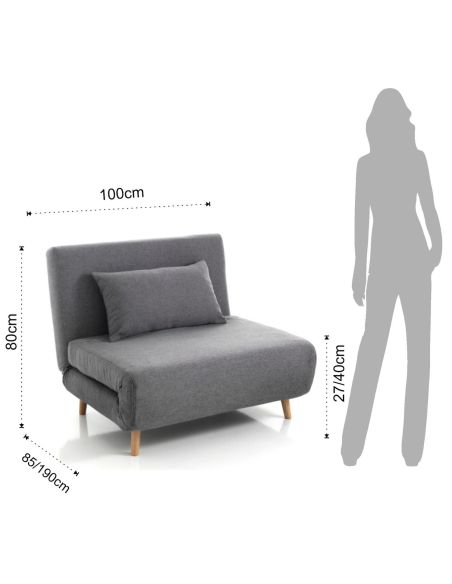 Poltrona letto singolo design moderno in tessuto Garner Poltrona letto singolo design moderno in tessuto Garner