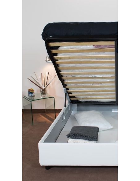 Letto singolo contenitore sommier rivestito in ecopelle Dynasty