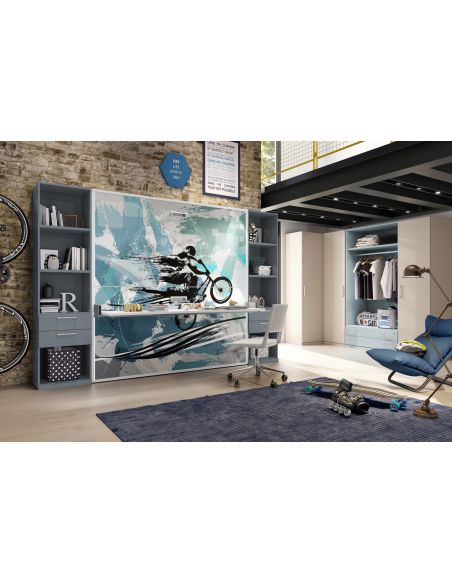 Letto a castello a scomparsa design moderno per cameretta bimbi Express