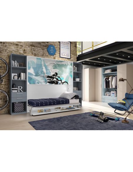 Letto a castello a scomparsa design moderno per cameretta bimbi Express