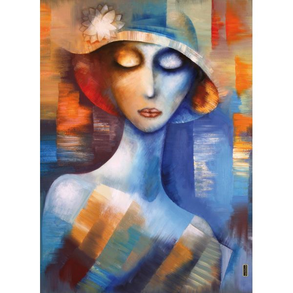 Stampa su tela design moderno per soggiorno Woman With Hat