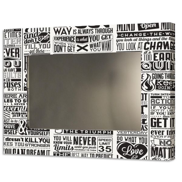 Specchio design da parete con cornice in tessuto Words