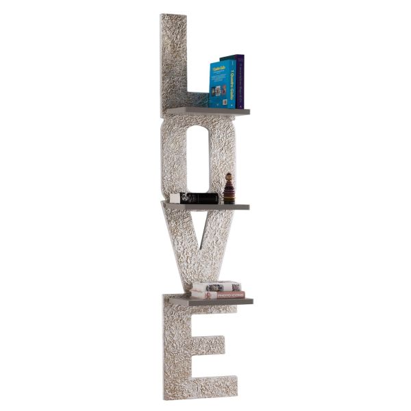 Libreria a muro moderna in legno foglia argento Love Matter