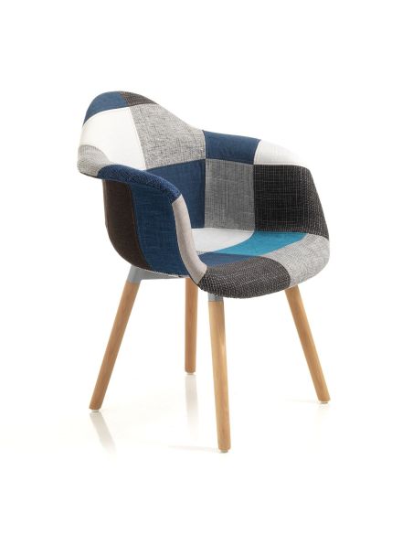 Coppia sedie patchwork in tessuto multicolor Temora