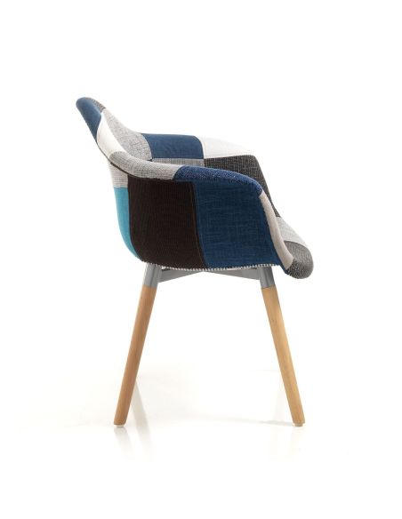 Coppia sedie patchwork in tessuto multicolor Temora